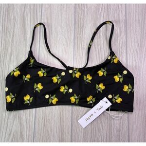 Jolyn x Tiara Lanikea Bikini Top Lemondrop Black Lemon Print Swim Size M NEW